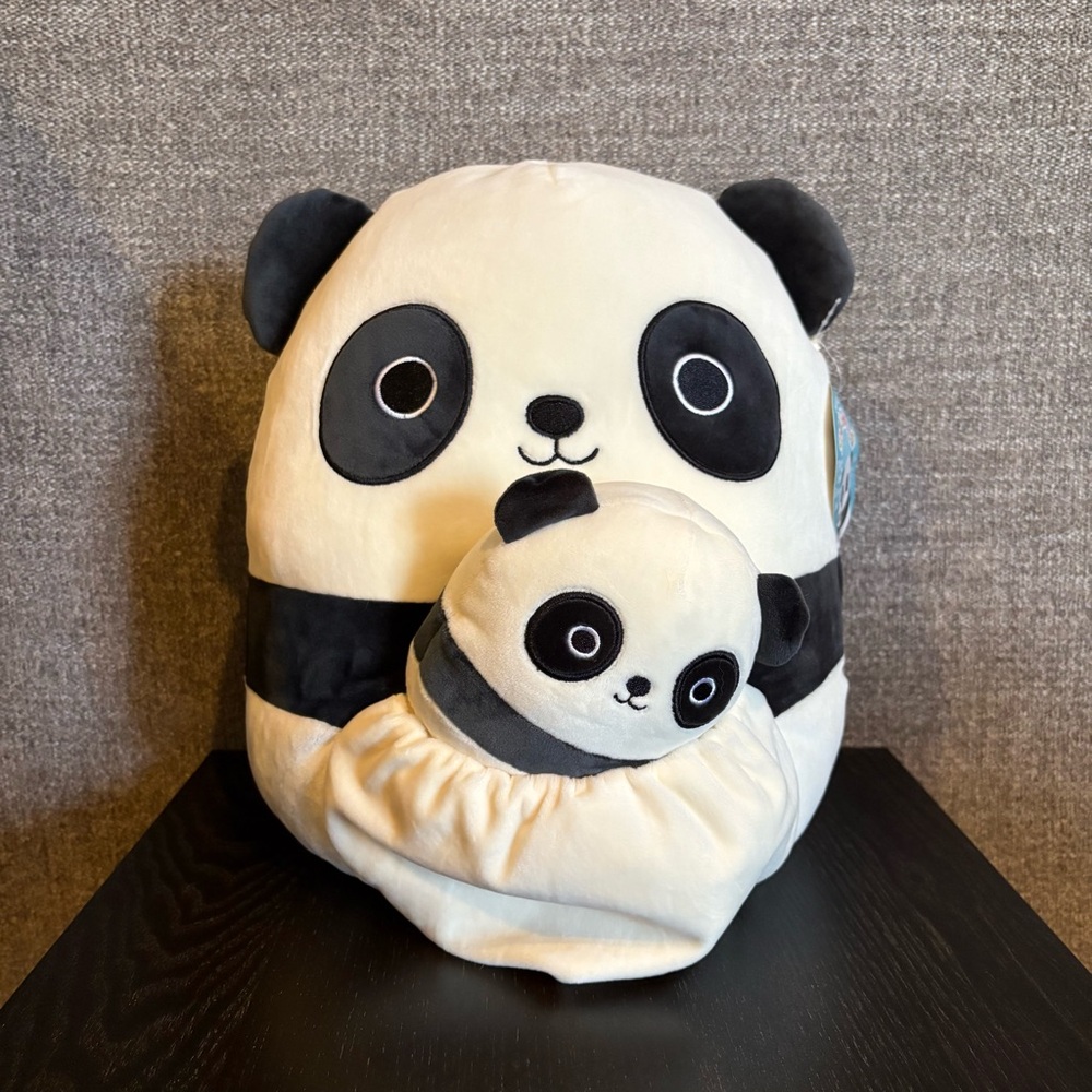 Stanley Panda Squishmallow mom and baby